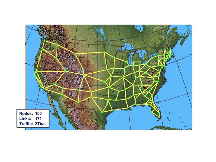 Major trunks of the U.S. fiber optic network.